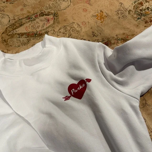 Parke white valentine sweatshirt.  Limited edition. Excellent condition! S/M - Picture 3 of 9